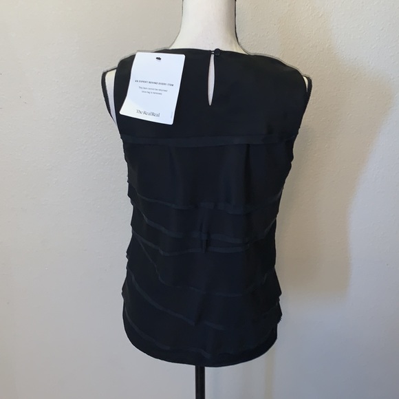 NWT Michael Kors 100% silk layered tired sleeveless blouse black - Picture 4 of 7